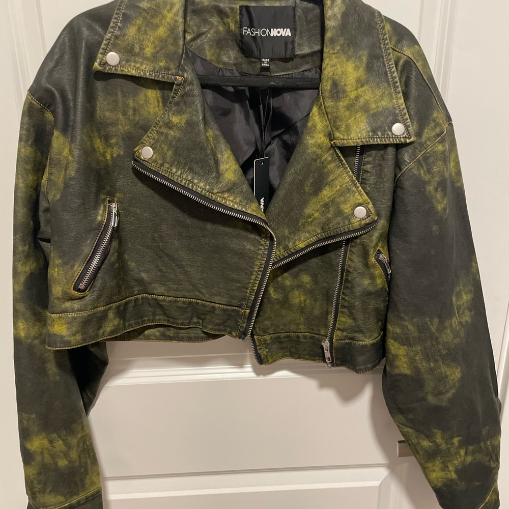 Distressed color Moto jacket